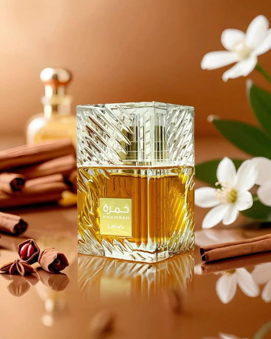 Lattafa Khamrah – warm cinnamon vanilla oil perfume available at Aromatix by Qasim