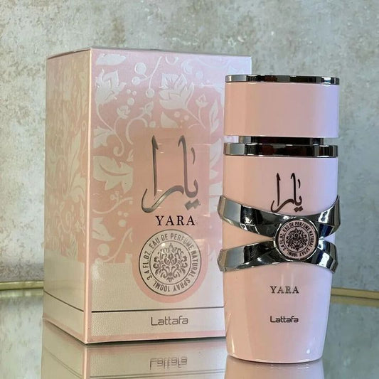 Lattafa Yara perfume box – mango & jasmine floral design

